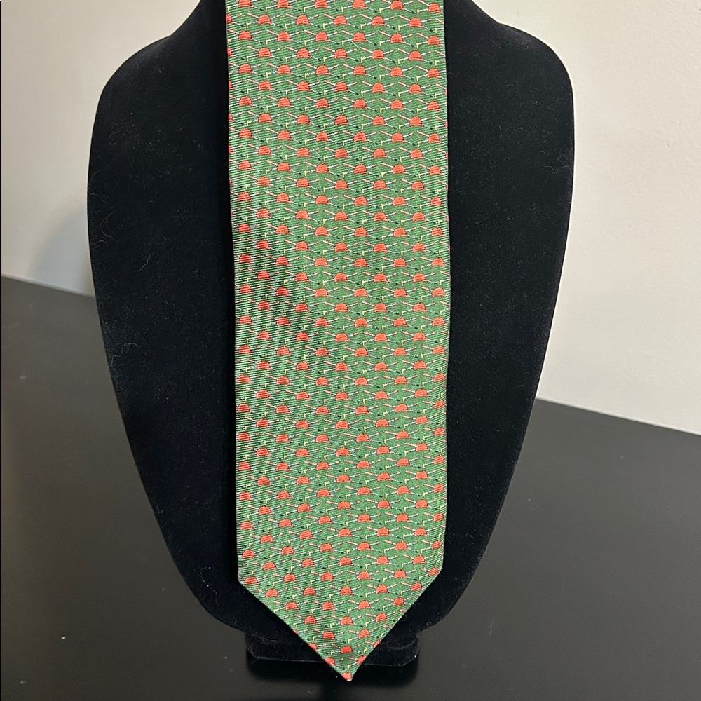 Peter Blair 100% Silk Green with Red Polo Hat & Sticks Pattern Men's Tie